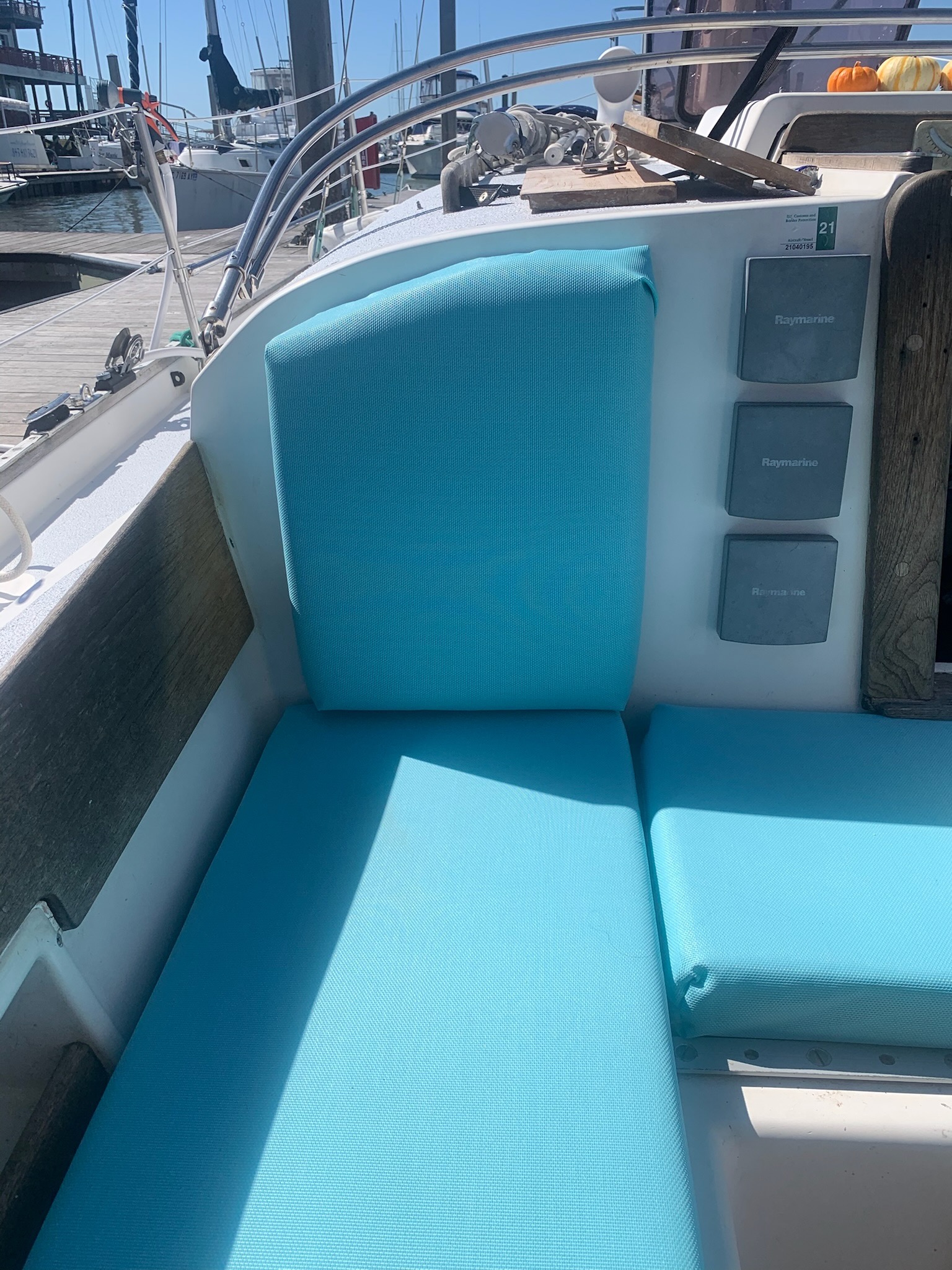 New cockpit cushions and Raymarine ST60 instruments
