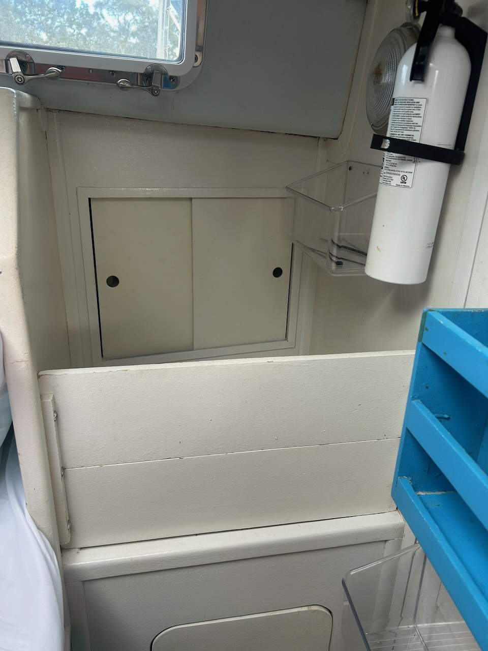 Storage cabinets and fire extinguisher